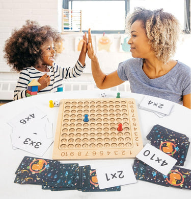 Ecotoys MathMaster | Aprendizaje Divertido - Juego de Multiplicación Montessori de Madera con Tarjetas Flash